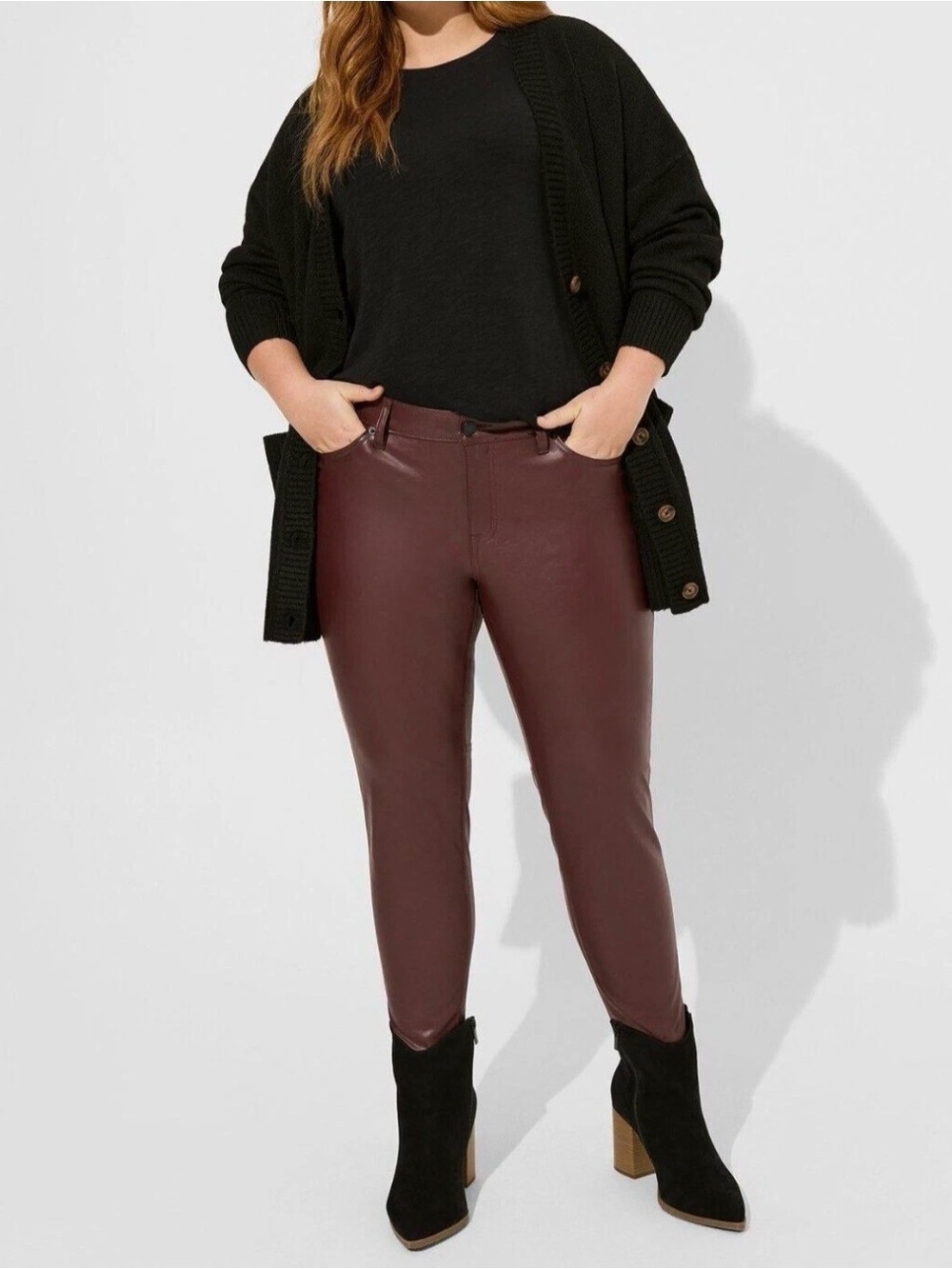 Torrid Women’s Perfect Skinny Faux Leather High Rise Pants Burgundy Sz 18T NWOT